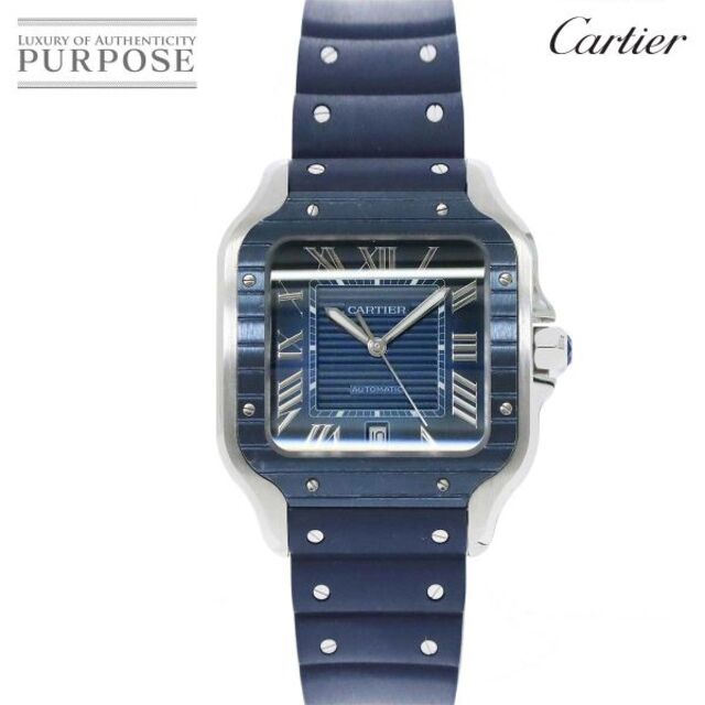 堅実な究極の Cartier カルティエ - Cartier サントスドゥカルティエLM 90181487 VLP Cartier de Santos 自動巻き 文字盤 ブルー デイト 腕時計 メンズ WSSA0048 腕時計(アナログ)