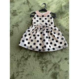 キッズドレス ホワイト黒水玉模様  90cm 2歳(ドレス/フォーマル)
