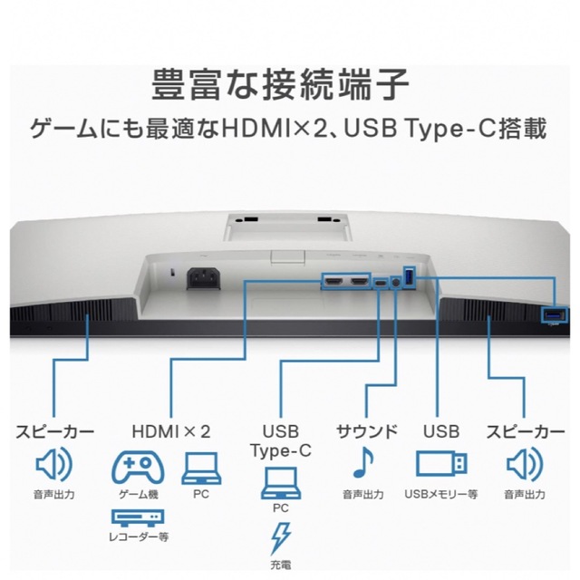 Dell S2722QC 27インチ 4K モニター - ディスプレイ