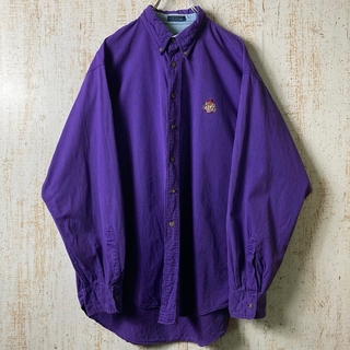 ラルフローレン(Ralph Lauren)の80s チャップス ラルフローレン 刺繍 長袖シャツ パープル アメリカ古着(シャツ)