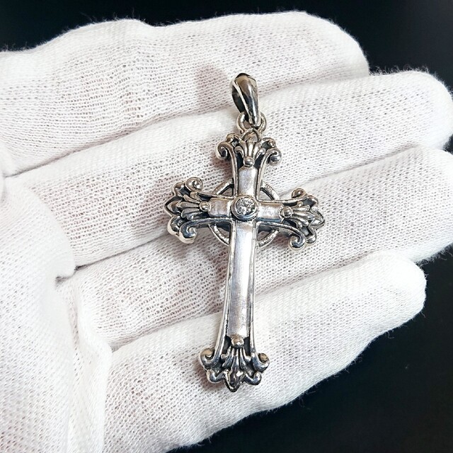 クロス 十字架 ジルコニア キリスト 両面柄 925 チェーン silver
