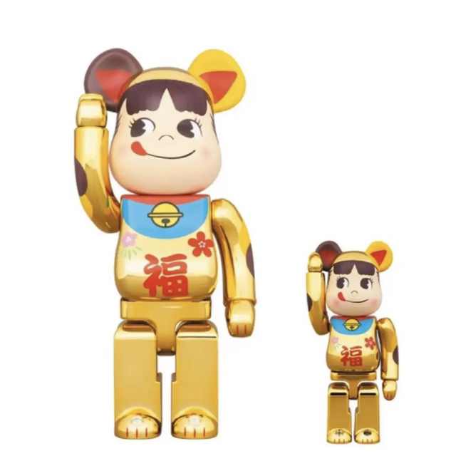 BE@RBRICK 招き猫 ペコちゃん 福 金メッキ 100% & 400%