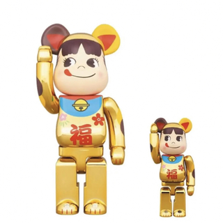 ベアブリック(BE@RBRICK)のBE@RBRICK 招き猫 ペコちゃん 福 金メッキ 100% & 400%(キャラクターグッズ)