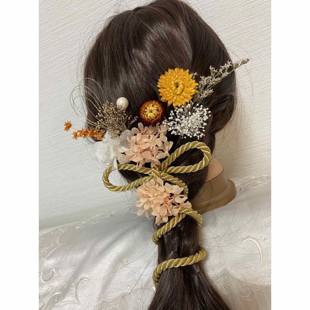 髪飾り オレンジ白金紐R-313 ヘアパーツ 卒業式 結婚式 前撮り 髪飾り オレンジ白金紐R-313 ヘアパーツ 卒業式 結婚式 前撮り