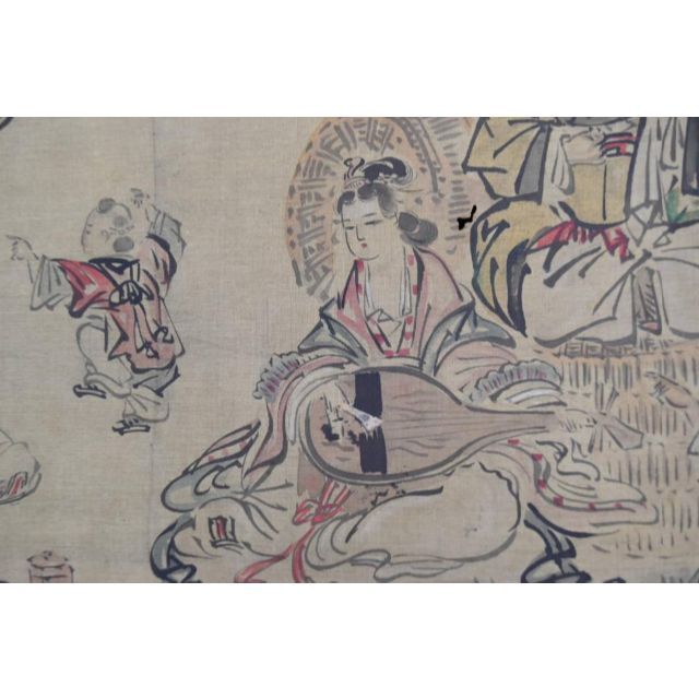 真作】狩野探林守美/七福神/唐子図/掛軸☆宝船☆AB-333の通販 by 真作】狩野探林守美/七福神/唐子図/掛軸☆宝船☆AB-333の通販 by
