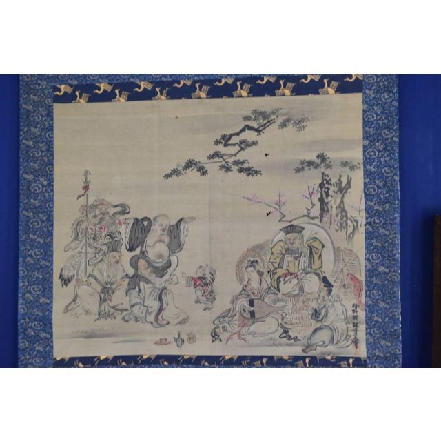 真作】狩野探林守美/七福神/唐子図/掛軸☆宝船☆AB-333の通販 by 真作】狩野探林守美/七福神/唐子図/掛軸☆宝船☆AB-333の通販 by