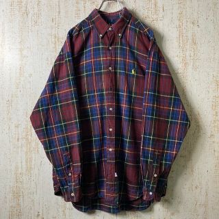 ラルフローレン(Ralph Lauren)のラルフローレン コットン チェック 長袖シャツ レッド アメリカ古着 US古着(シャツ)