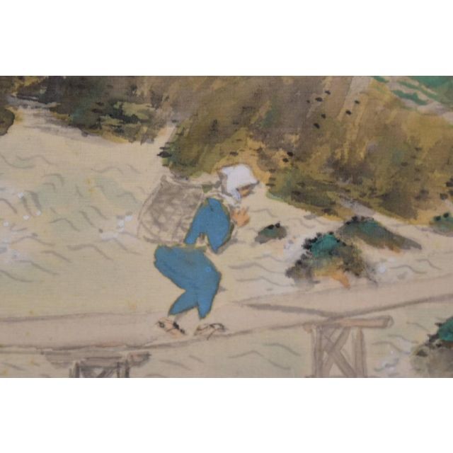 真作】白帆/春景山水人物図/掛軸☆宝船☆AB-347 【限定販売】 www