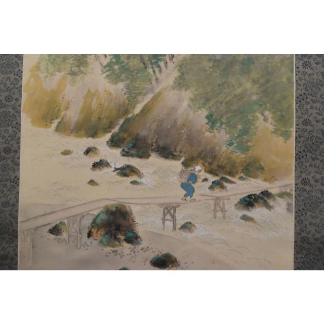 真作】白帆/春景山水人物図/掛軸☆宝船☆AB-347 【限定販売】 www