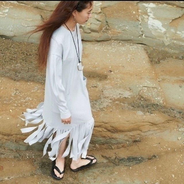 pelleq ペレック 21aw Fringe Dress ドレス ブラック