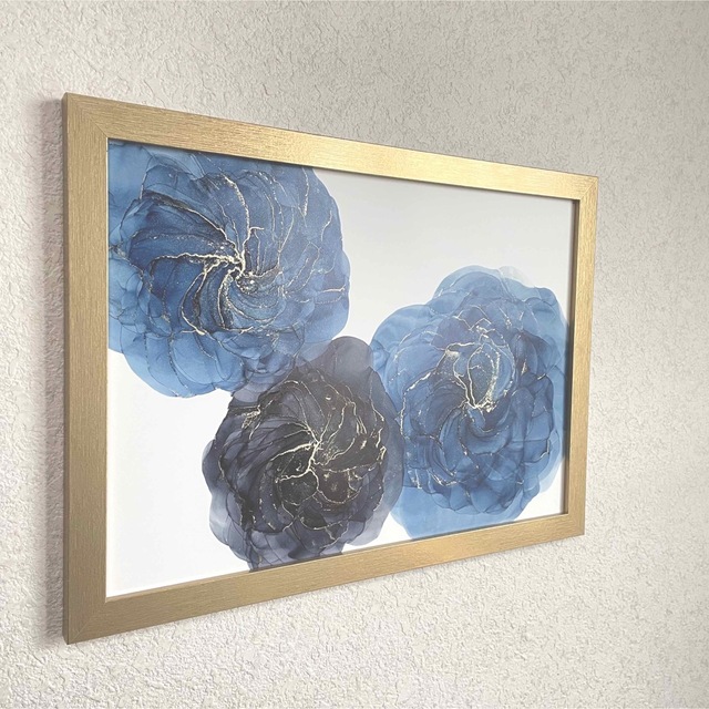 アルコールインクアート A4 原画《elegantrose blue》 ハンドメイドのインテリア/家具(アート/写真)の商品写真