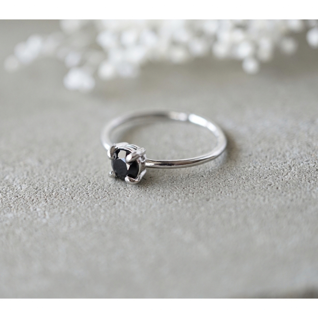 ブラックスピネルのシルバーリング　天然石　指輪　ete agete 好きへ ハンドメイドのアクセサリー(リング)の商品写真