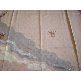 「縁」150ｃｍ～156ｃｍ 紋意匠 鹿の子絞り 刺繍 訪問着 正絹 HH769