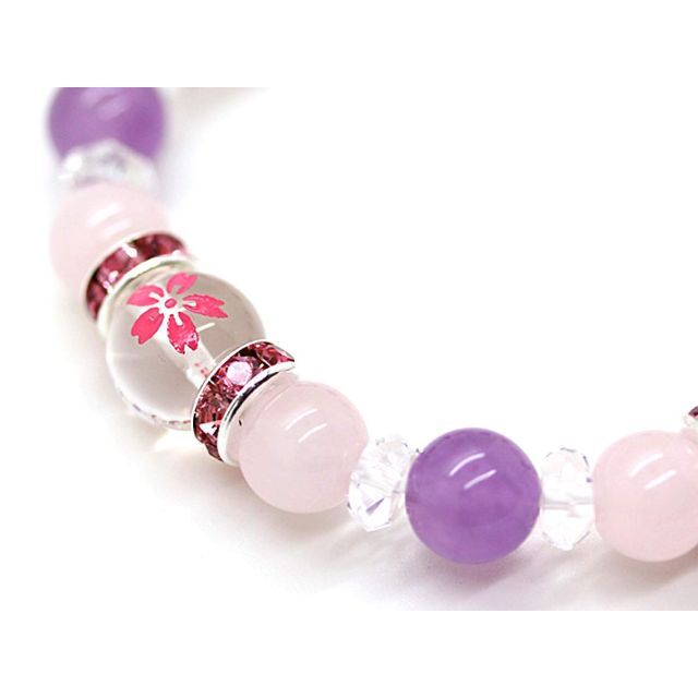【在庫セール】石輝 桜彫り 水晶 10mm ラベンダーアメジスト 8ｍｍ ローズ 2