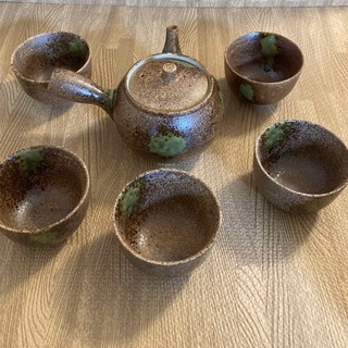 急須と湯呑み茶碗＆茶托(小皿)５客