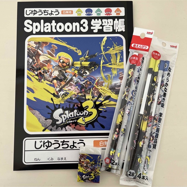 新 スプラトゥーン3  2B 鉛筆 赤鉛筆 消しゴム 自由帳 4点 エンタメ/ホビーのアート用品(鉛筆)の商品写真