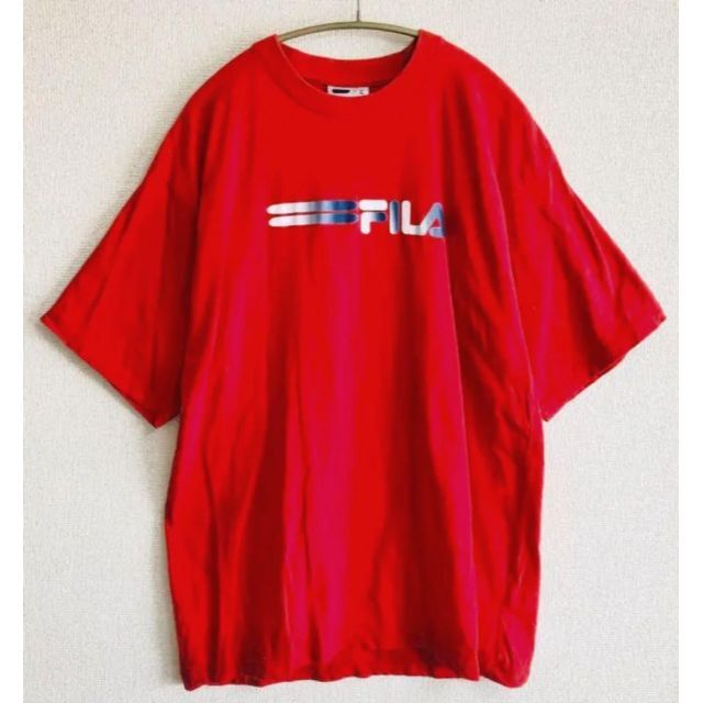 FILA(フィラ)の《FILA》フィラ 半袖Tシャツ 赤 L 古着 メンズ メンズのトップス(Tシャツ/カットソー(半袖/袖なし))の商品写真