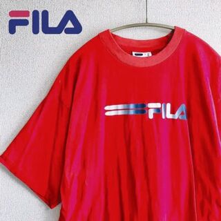 フィラ(FILA)の《FILA》フィラ 半袖Tシャツ 赤 L 古着 メンズ(Tシャツ/カットソー(半袖/袖なし))