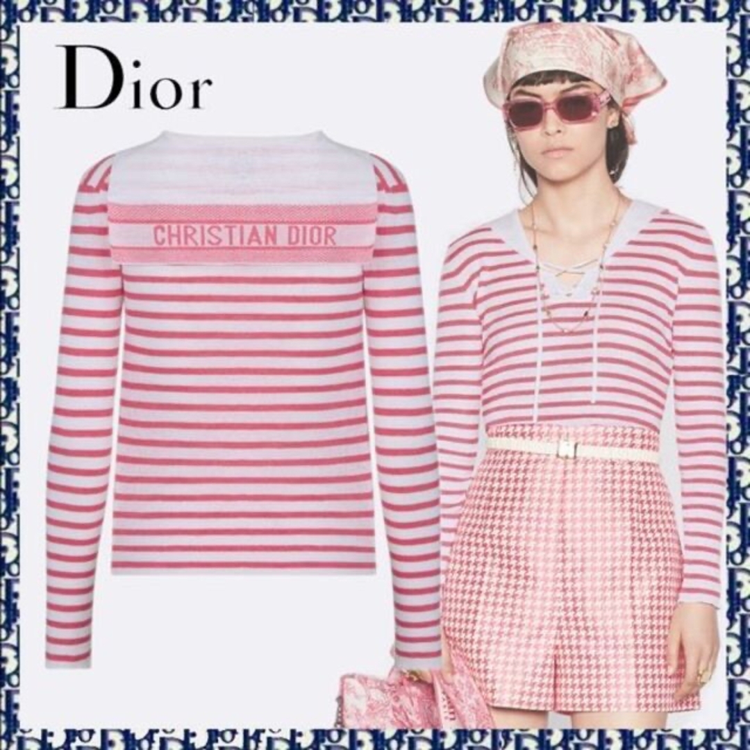 ☆Christian Dior☆2022☆未使用☆ロゴ☆ボーダー☆サマーニット 早い