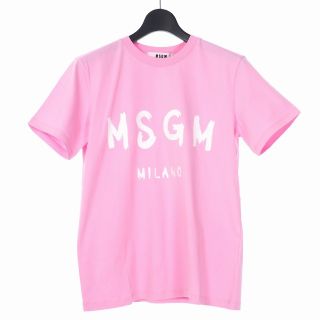 エムエスジイエム(MSGM)のMSGM ドローイングロゴ プリント Tシャツ カットソー 半袖  M ピンク(Tシャツ(半袖/袖なし))