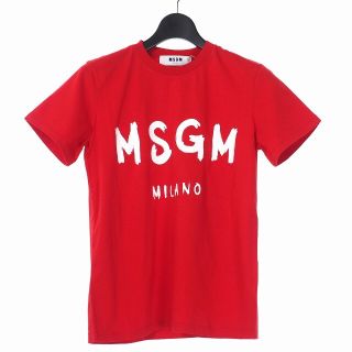 エムエスジイエム(MSGM)のMSGM ドローイングロゴ プリント Tシャツ 半袖 S レッド 赤(Tシャツ(半袖/袖なし))