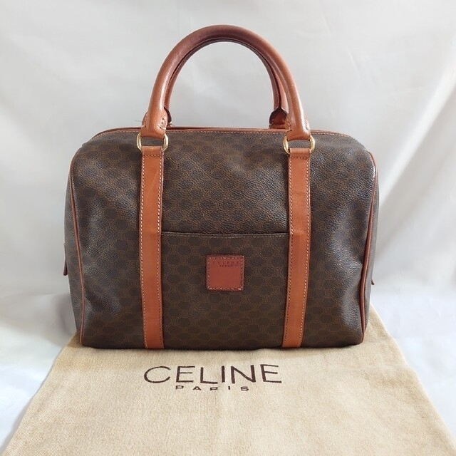 レディース美品 CELINE マカダム柄 ハンドバッグ ミニボストン