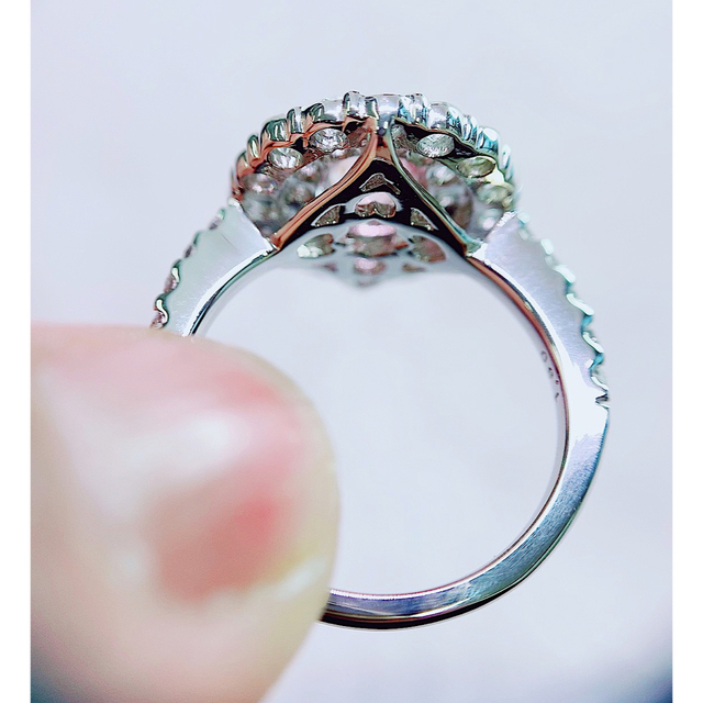 ★1.73ct★✨非加熱パパラチアサファイア1.3ctダイヤプラチナリング指輪