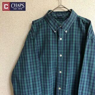 チャップス(CHAPS)の《CHAPS》チャップス チェックシャツ L グリーン メンズ 古着(シャツ)