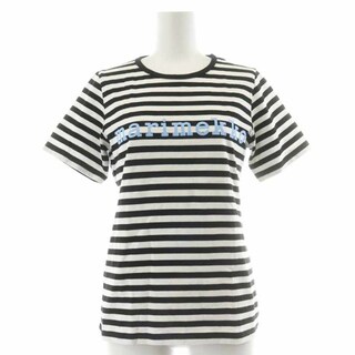マリメッコ(marimekko)のマリメッコ marimekko Tシャツ カットソー 半袖 ロゴ XS 黒 白(Tシャツ(半袖/袖なし))