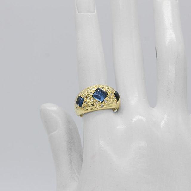 美品 ブルーサファイア ダイヤモンド ゴールド リング K18 U05726