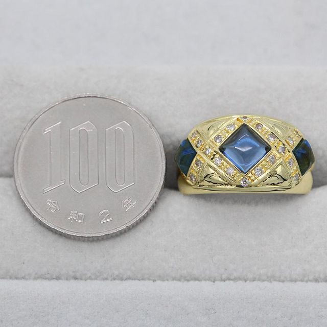 美品 ブルーサファイア ダイヤモンド ゴールド リング K18 U05726