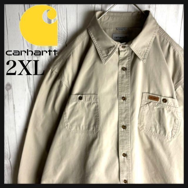 carhartt(カーハート)の【ビッグシルエット】カーハート☆ワンポイントレザーロゴ入り シャツ 厚手 人気 メンズのトップス(シャツ)の商品写真