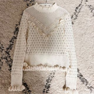 ザラ(ZARA)の☆極美品　ZARA ザラ　レースニット　ホワイト　白☆(ニット/セーター)