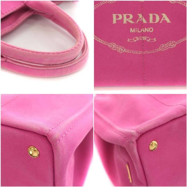 PRADA(プラダ)のプラダ カナパ ハンドバッグ ショルダー 2way キャンバス ロゴ ピンク レディースのバッグ(ハンドバッグ)の商品写真