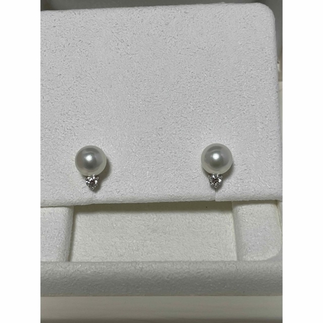 MIKIMOTO(ミキモト)の現行品　ミキモト　7.5㎜パール×ダイヤ　K18  イヤリング　美品 レディースのアクセサリー(イヤリング)の商品写真