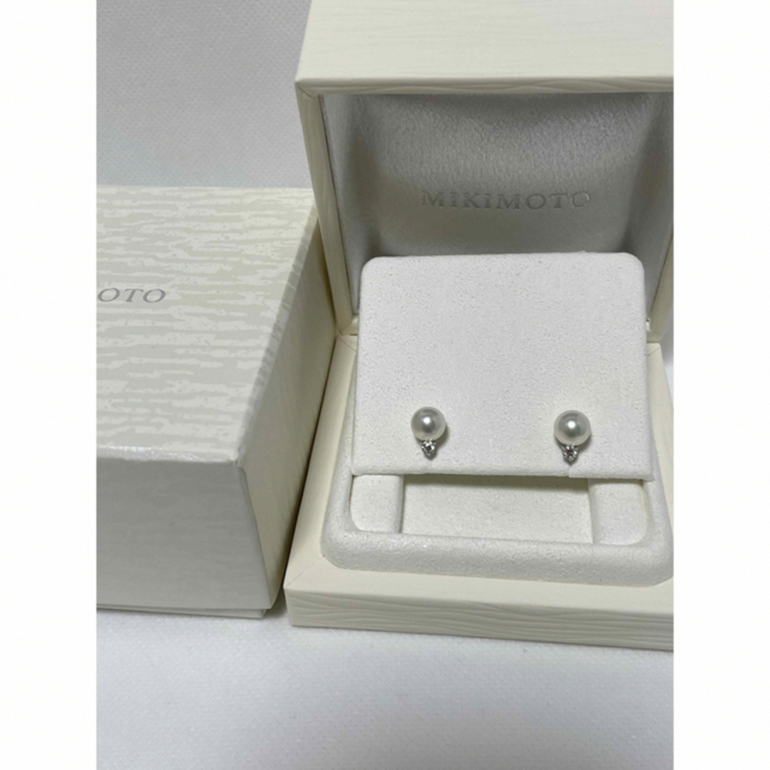 MIKIMOTO(ミキモト)の現行品　ミキモト　7.5㎜パール×ダイヤ　K18  イヤリング　美品 レディースのアクセサリー(イヤリング)の商品写真