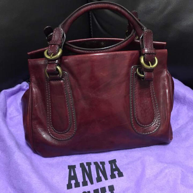 ANNA SUI(アナスイ)の美品★ANNA SUI★アナスイ★がま口バッグ★ボルドー★アンティーク★本革 レディースのバッグ(トートバッグ)の商品写真