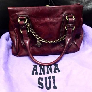 アナスイ(ANNA SUI)の美品★ANNA SUI★アナスイ★がま口バッグ★ボルドー★アンティーク★本革(トートバッグ)