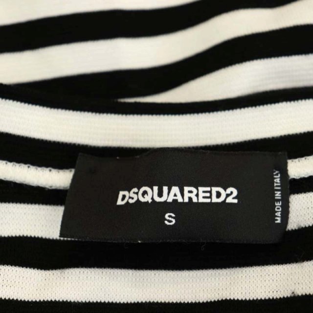 DSQUARED2(ディースクエアード)のディースクエアード 裾切替 ボーダー Vネック トップス カットソー 半袖 S レディースのトップス(カットソー(半袖/袖なし))の商品写真