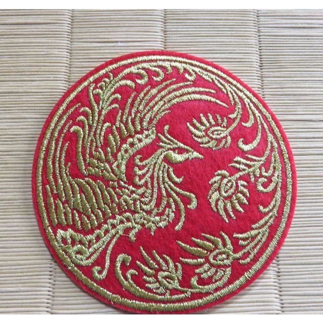 赤金 鳳凰 円型□激渋ゴージャス開運 不死鳥 フェニックス刺繍 赤金 鳳凰 円型□激渋ゴージャス開運 不死鳥 フェニックス刺繍