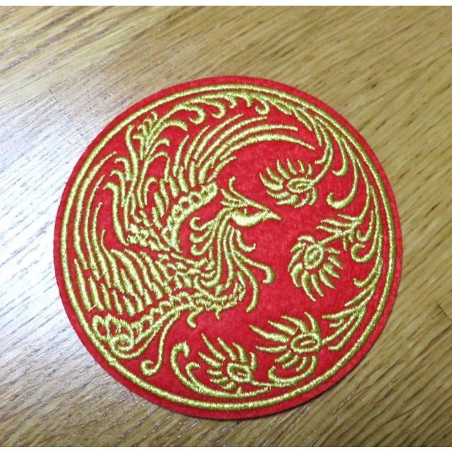 赤金 鳳凰 円型□激渋ゴージャス開運 不死鳥 フェニックス刺繍 赤金 鳳凰 円型□激渋ゴージャス開運 不死鳥 フェニックス刺繍