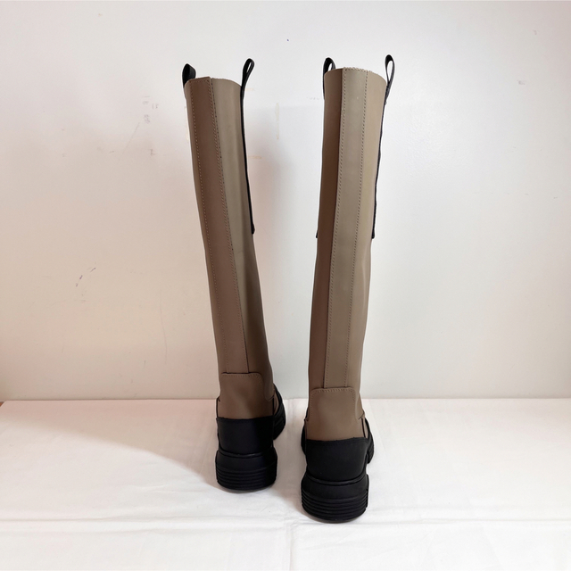 GANNI ガニー ラバーロングブーツ 長靴 ブラウン 22-22.5cm camping.com