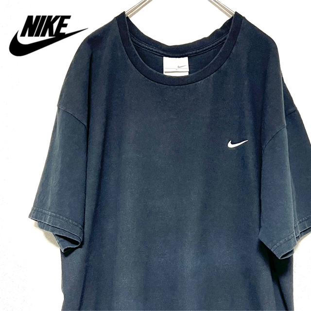 NIKE ナイキ Tシャツ 半袖 ワンポイント 刺繍 ブラック 黒 M | フリマアプリ ラクマ