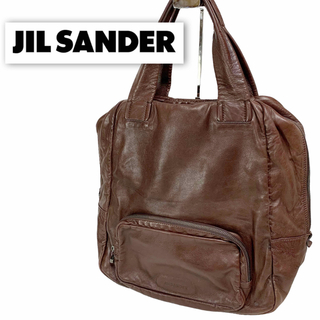 ジルサンダー(Jil Sander)のJILSANDER トートバッグ メンズ  ブラウン　茶色　レザー ロゴ(トートバッグ)