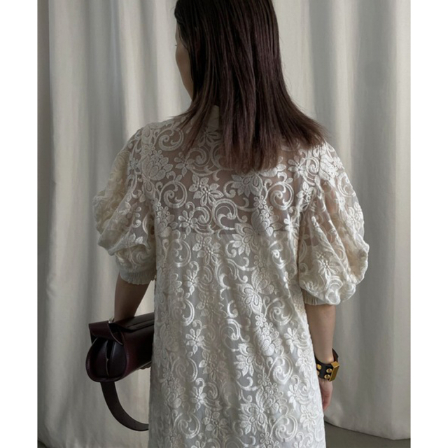 AMERI 2WAY DRAPE SLEEVE EMBROIDERY DRESS