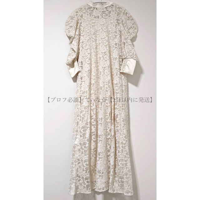 AMERI 2WAY DRAPE SLEEVE EMBROIDERY DRESS