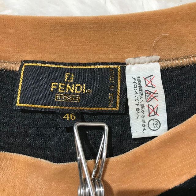 FENDI フェンディ ベロア ロゴマーク トップス トレーナー 46 XL相当