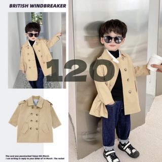 120 キッズ ベージュ トレンチコート アウター 韓国 子供服  美品(コート)