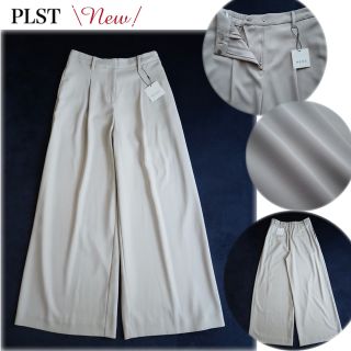 プラステ(PLST)の【新品】PLST 洗える ダブルクロス ワイドパンツ ストレッチ Mサイズ(カジュアルパンツ)