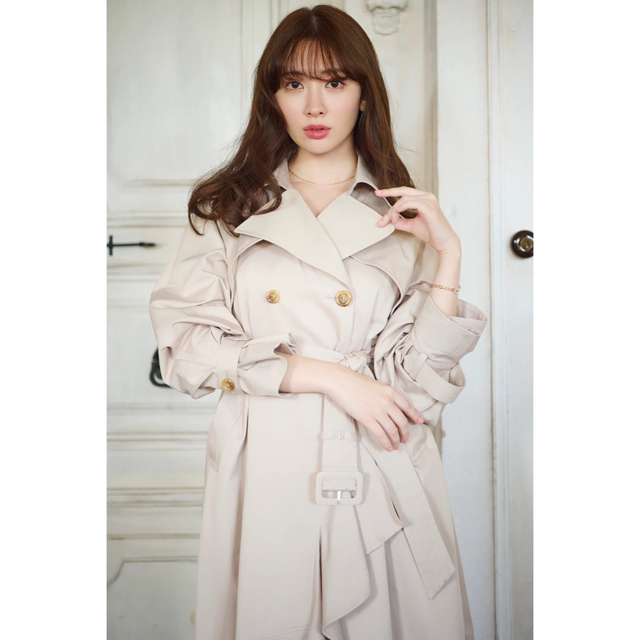 Her lip to Gabardine Ruffled Trench Coat-